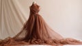 Experimental Layering: Terracotta Tulle Wedding Dress Mannequin Royalty Free Stock Photo