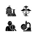 Experimental medicine black glyph icons set on white space Royalty Free Stock Photo