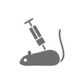 Experimental mouse, rat with syringe grey icon. Royalty Free Stock Photo