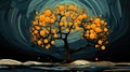 experimental orange tree illustration Royalty Free Stock Photo