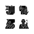 Experimental research black glyph icons set on white space