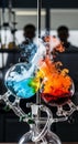 Experimental science: Innovative laboratory setup with fluid dynamics and chemical reactions Royalty Free Stock Photo