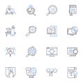 Experimentation line icons collection. Hypothesis, Methodology, Analysis, Control, Data, Results, Trial vector and