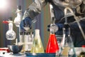 Experiments in a chemistry lab. conducting an experiment in the laboratory Royalty Free Stock Photo