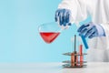 Experiments in a chemistry lab. conducting an experiment in the laboratory. Royalty Free Stock Photo