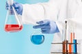 Experiments in a chemistry lab. conducting an experiment in the laboratory. Royalty Free Stock Photo