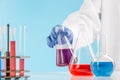 Experiments in a chemistry lab. conducting an experiment in the laboratory. Royalty Free Stock Photo