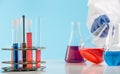 Experiments in a chemistry lab. conducting an experiment in the laboratory. Royalty Free Stock Photo