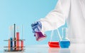 Experiments in a chemistry lab. conducting an experiment in the laboratory. Royalty Free Stock Photo