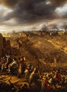 English Civil War ca 1643. Fictional Battle Depiction. Generative AI. Royalty Free Stock Photo