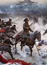 Russo-Japanese War ca 1904. Fictional Battle Depiction. Generative AI.