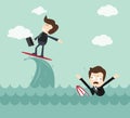 Expert concept - businessman surfing wave Royalty Free Stock Photo