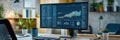 An expert is deeply engaged in analyzing complex data displayed on a large monitor, surrounded by organized tools and