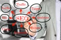 IT expert drawing a seo diagram with office background Royalty Free Stock Photo