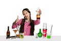 Expert female barman is making cocktail at studio Royalty Free Stock Photo