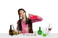 Expert female barman is making cocktail at studio Royalty Free Stock Photo