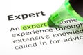 'Expert' highlighted in green Royalty Free Stock Photo
