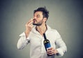 Expert man smelling wine cork Royalty Free Stock Photo