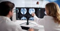 Expert Neuro Radiologist Analyzing MRI Brain Scan Royalty Free Stock Photo