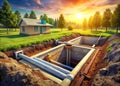 Expert Septic Tank Installation Reliable Underground System for Your Property Royalty Free Stock Photo