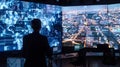 Expert overseeing operations in a high-tech courier dispatch center