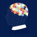 Man head with puzzle. Idea, concept, notion, thought, message, insight