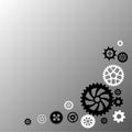 Different gears black and white. Expert systems. Idea, concept, notion, thought, message, insight