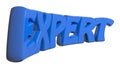 EXPERT written with blue 3D letters - 3D rendering