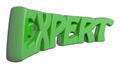 EXPERT written with green 3D letters - 3D rendering
