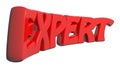 EXPERT written with red 3D letters - 3D rendering