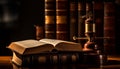 Expertise in ancient legal system focus on old bookshelf generated by AI