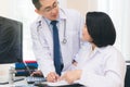 Expertise cancer doctor advising doctor for cure the patient in the in office Royalty Free Stock Photo