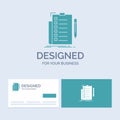 expertise, checklist, check, list, document Business Logo Glyph Icon Symbol for your business. Turquoise Business Cards with Brand