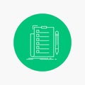 expertise, checklist, check, list, document White Line Icon in Circle background. vector icon illustration