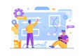 Experts customize websites for work and fix errors in flat style.