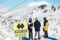 A experts only sign indicating a double black diamond run on the top of Blackcomb mountain. Royalty Free Stock Photo
