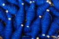 Expertse craftmanship indigo dye blue color handmade natural line Royalty Free Stock Photo