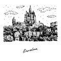 The Expiatory Church. Barcelona, Catalonia, Spain. Graphic illustration