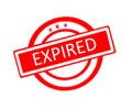 Expired word written on red rubber stamp