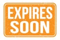 EXPIRES SOON, words on orange rectangle stamp sign Royalty Free Stock Photo