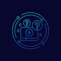 explainer video clip icon, linear design Royalty Free Stock Photo