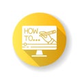 Explainer video yellow flat design long shadow glyph icon