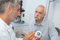 Explanation about eye disease to patient