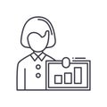 Explanation icon, linear isolated illustration, thin line vector, web design sign, outline concept symbol with editable