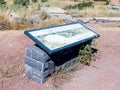 The explanatory stand on which the map is drawn is on a hill in the Golan Heights in Israel