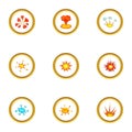 Explode animation effect icons set, cartoon style