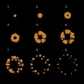 Explode Animation Sequence . Cartoon Explosion Frames. Vector Royalty Free Stock Photo