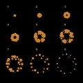 Explode Animation Sequence . Cartoon Explosion Frames. Vector