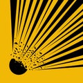 Explode Flash, Cartoon Explosion. International Pressurized Cylinder Hazard Symbol, Yellow Warning Dangerous icon
