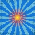 Explode Flash, Cartoon Explosion, Space Burst Effect, Comic Bomb, Star Explosion on Blue Backgground